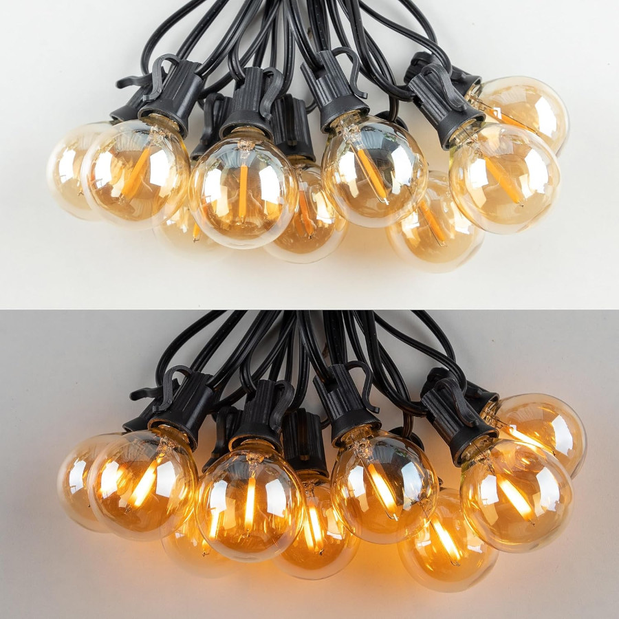 Outdoor 15m String light 25x Amber G40 LED Bulbs