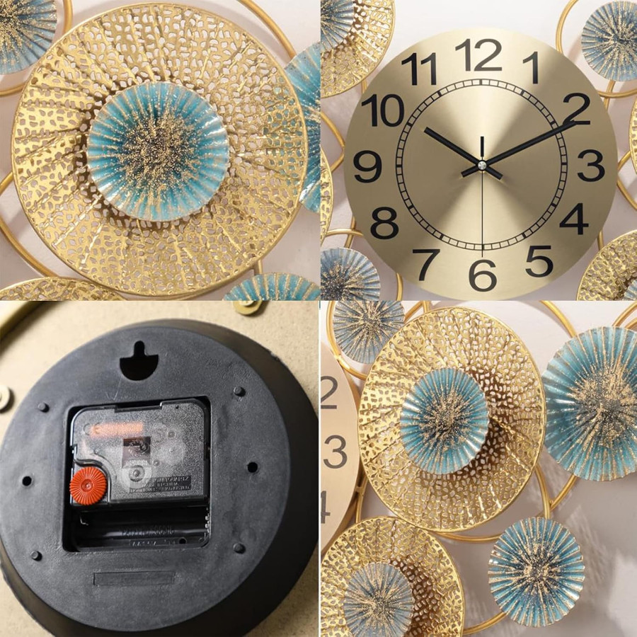 Blue Flowered Clock Wall Art