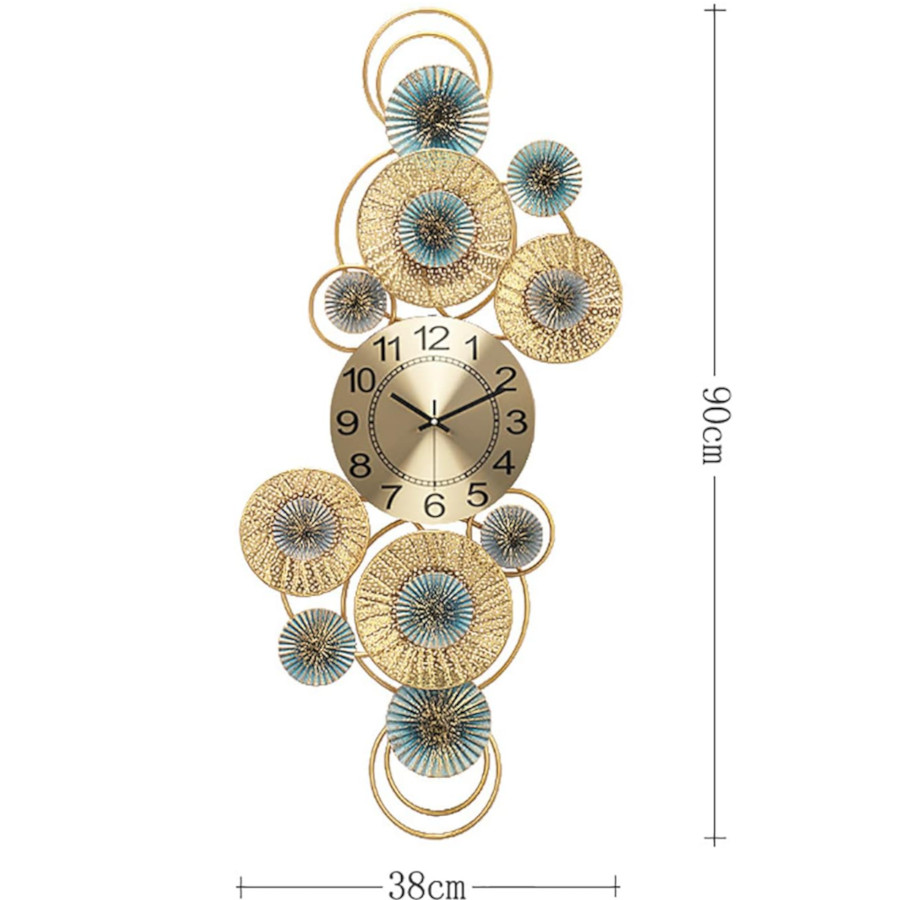 Light Blue and Gold Clock Wall Art