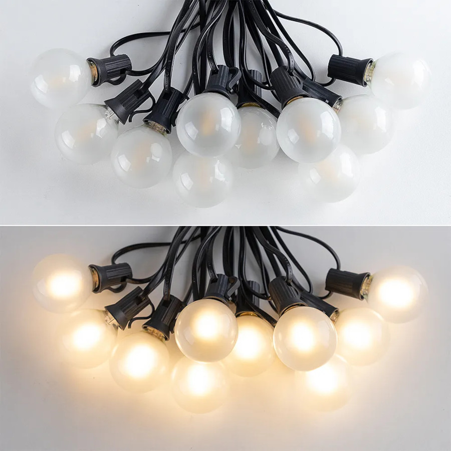 Outdoor 15m String light 25x Frost G40 LED Bulbs
