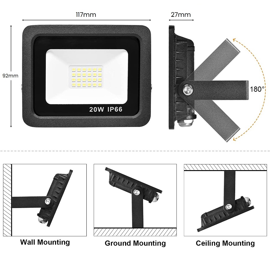 Malibu 6-Pack Low Voltage Outdoor Landscape Lights, 20W Halogen Floodlight With Warm White Glow (2700K) For Garden & Decoration