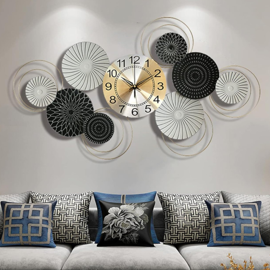 Blue Flowered Clock Wall Art