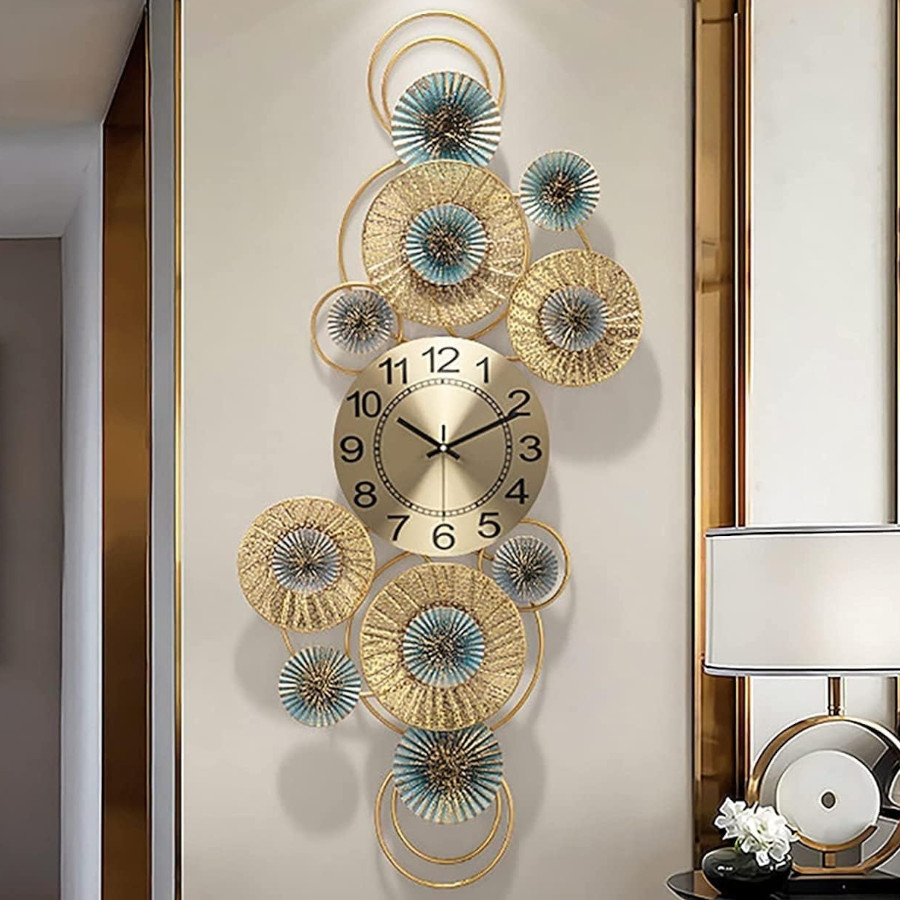 Blue Flowered Clock Wall Art