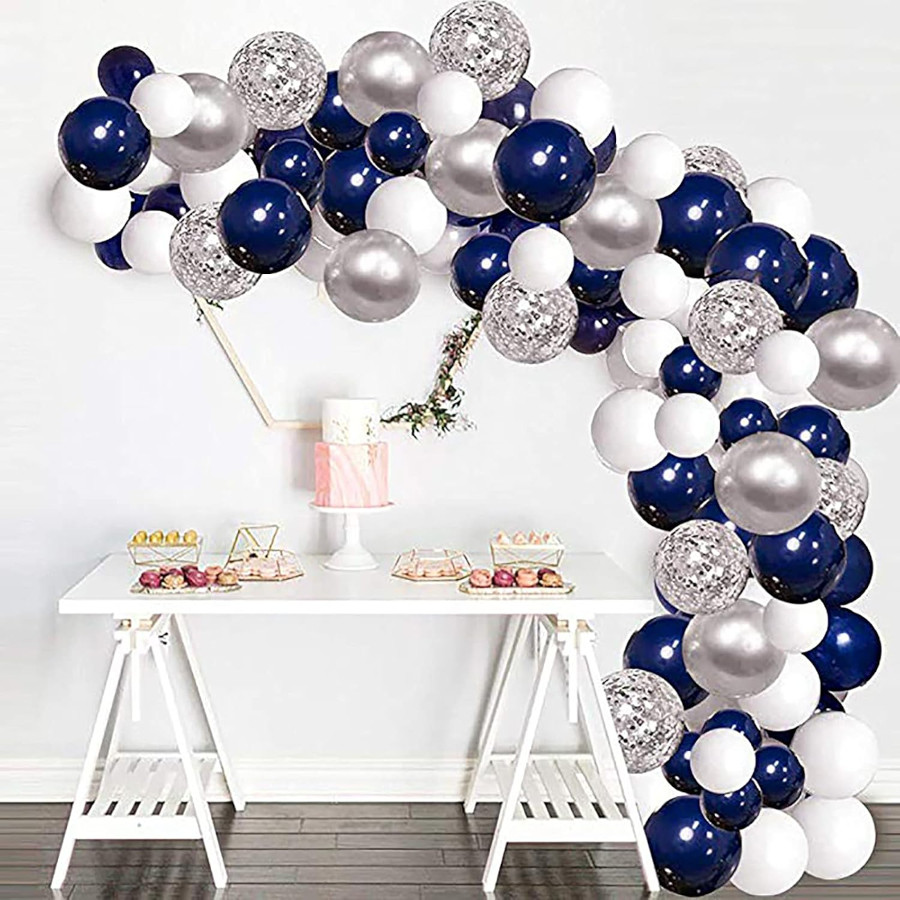 Blue and Silver Balloon Arch