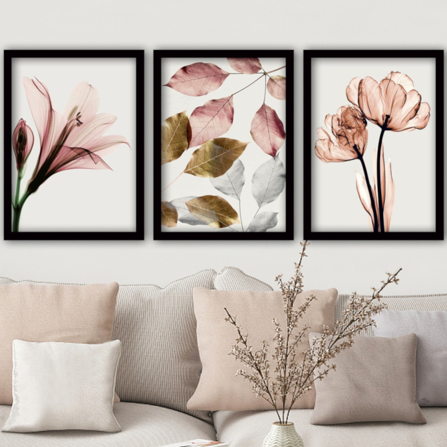 Framed Pink Flowers Wall Art [3 Pieces]